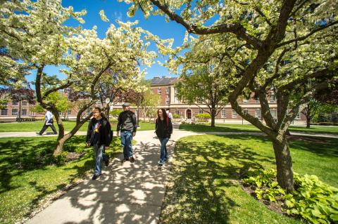 Students walking on RPI campus