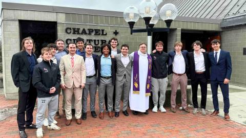 RPI Men's Lacrosse on Ash Wednesday in front of C+CC