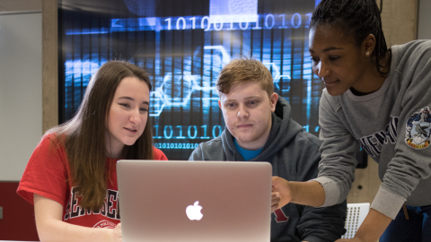 Student studying in front of a computer
