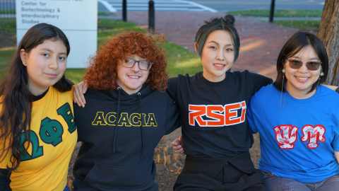 Students in Fraternity and Sorority Life posing for a photo at RPI