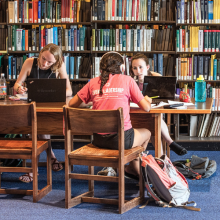 Students studying in the library